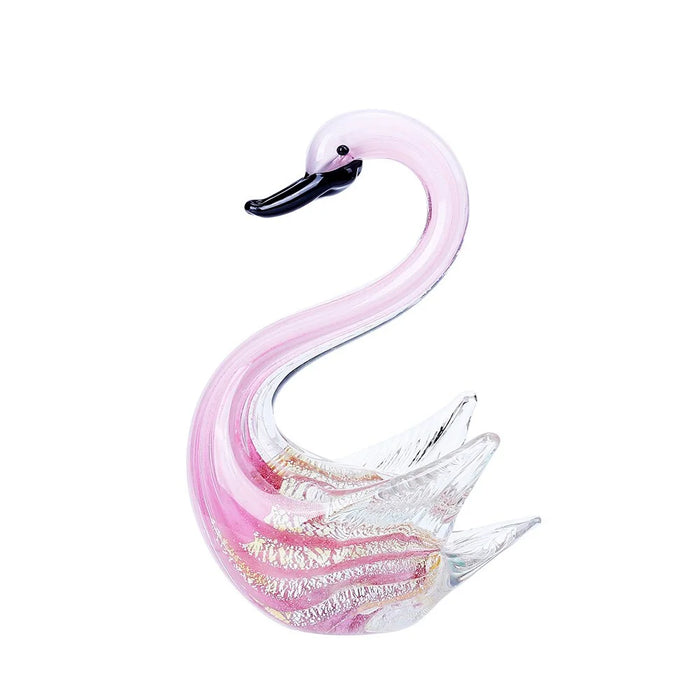 Swan Glass Figurine Pink 8.5"