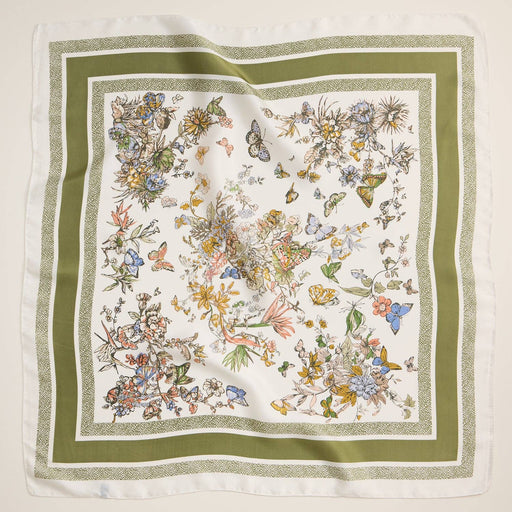 Floral Butterfly Silk Texture Square Scarf