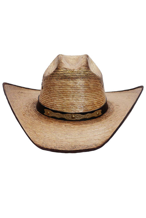 Eyeleted Vintage Burnt Cutter Palm Straw Cowboy Hat