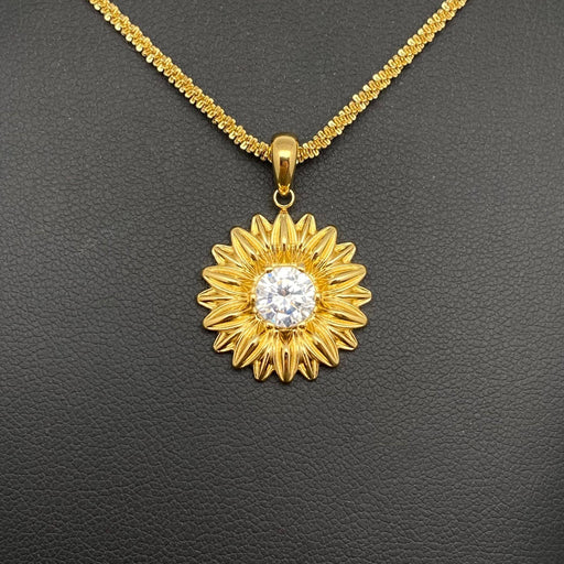 Zircon Inlaid Daisy 18K Gold Plated S.Steel Necklace