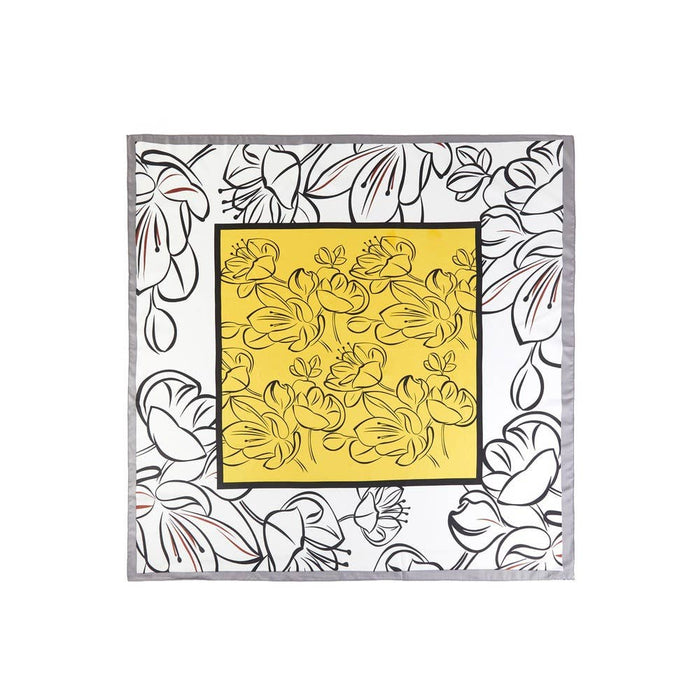 Framed Panel Lily Outline Square Scarf