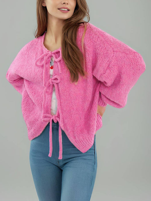 V-neck front tie Cardigan