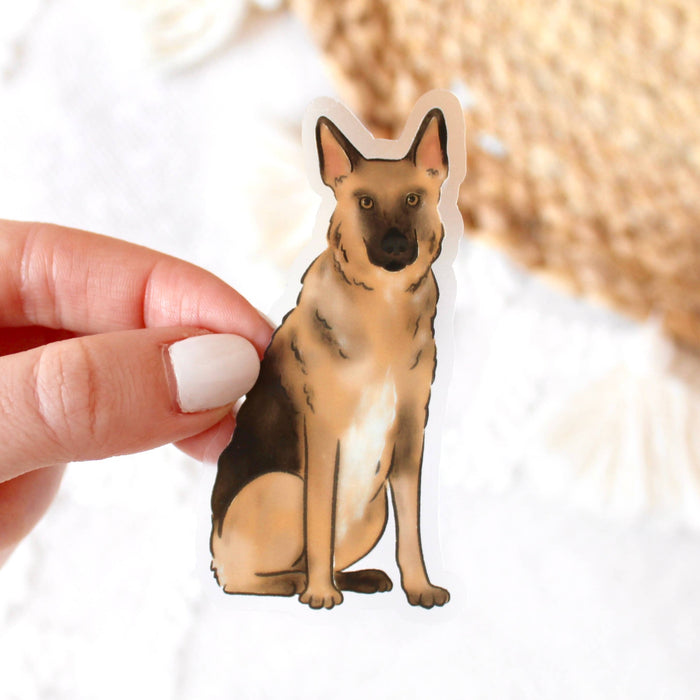 Clear German Shepherd Sticker, 3x1.5in