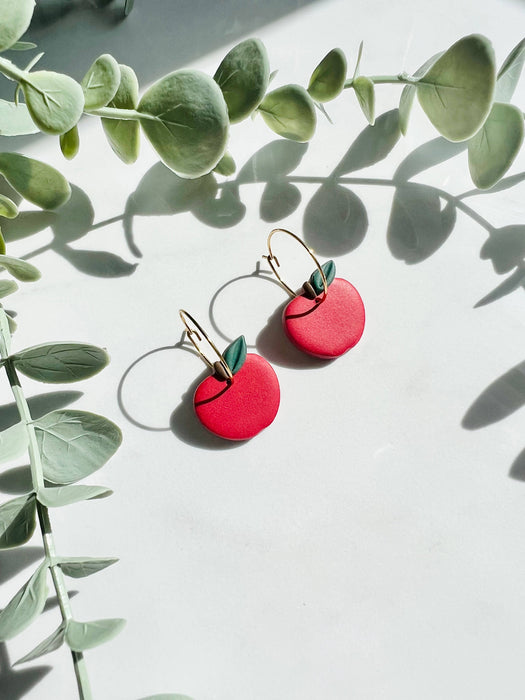 Apple Hoop Earrings | Polymer Clay Earrings
