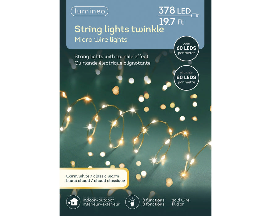 Lights Compact Twinkle 378 LED 19.7' Warm White