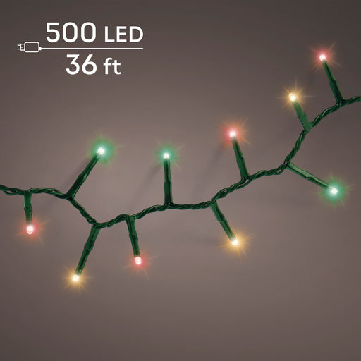 Lights Compact Twinkle 500 LED 36' Green/Red/Green/Warm White