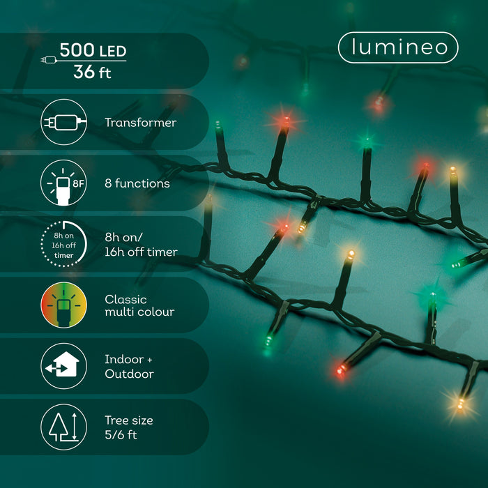 Lights Compact Twinkle 500 LED 36' Green/Red/Green/Warm White