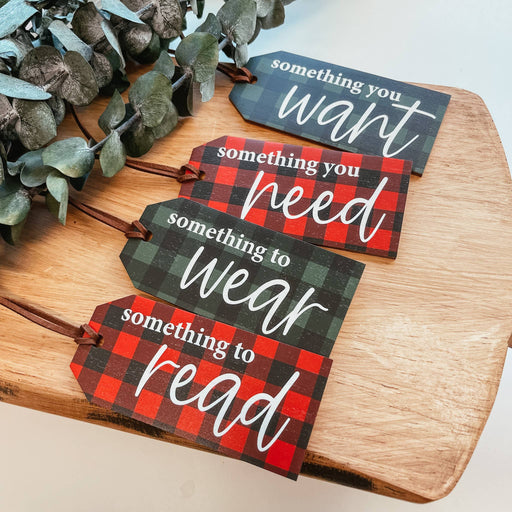 Mindful Gifting Tags | Want, Need, Wear, Read | Plaid
