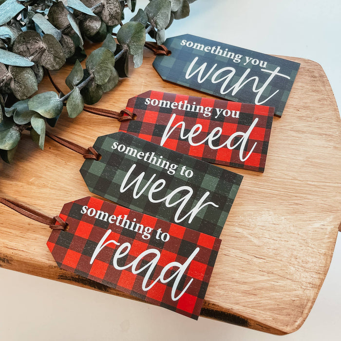 Mindful Gifting Tags | Want, Need, Wear, Read | Plaid