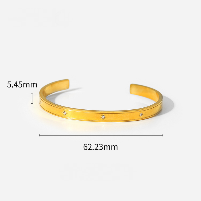 Multi Style 18K Gold Plated Stainless Steel Cuff Bangles-FGS