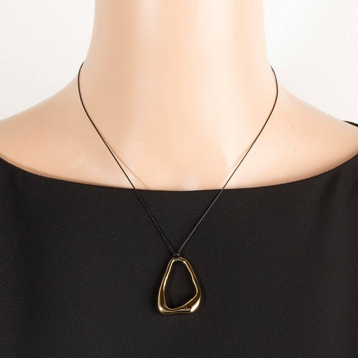Irregular Tear Hoop Pendant Dainty Cord Necklace