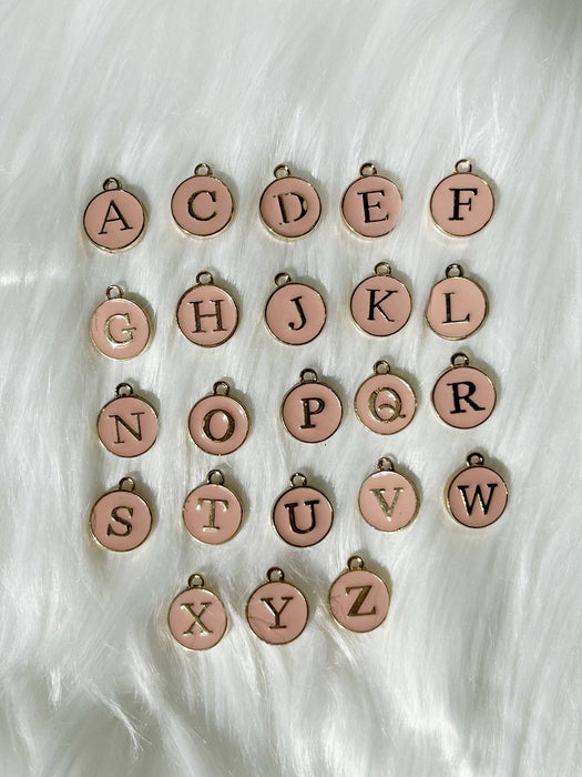 Initial Light Pink Circle Charm