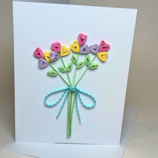 Spring Flower Bouquet - Pastel Paper Quilled Greeting Card