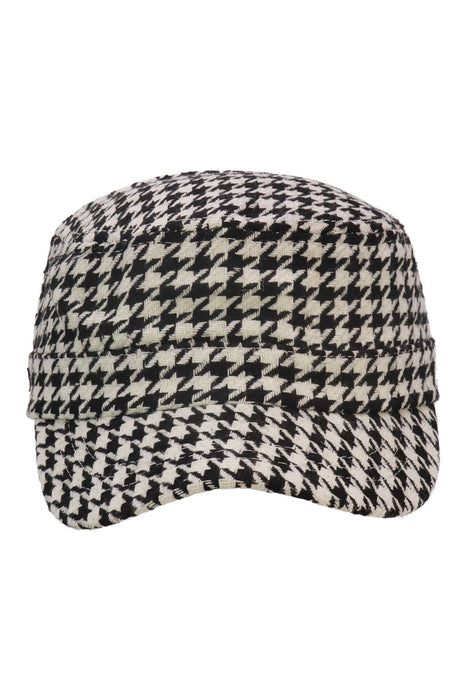 Classic Houndstooth Checkered Woven Cadet Cap