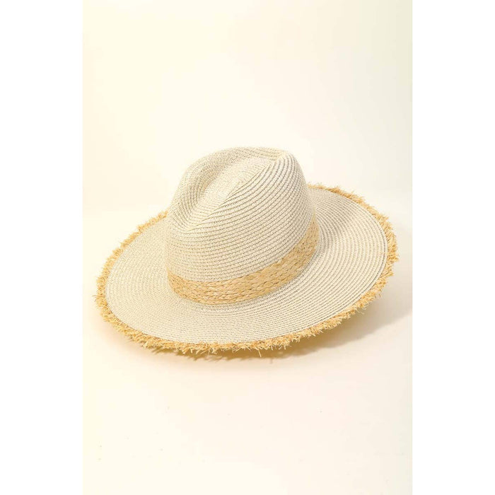 Straw Braided Fringe Fedora Hat