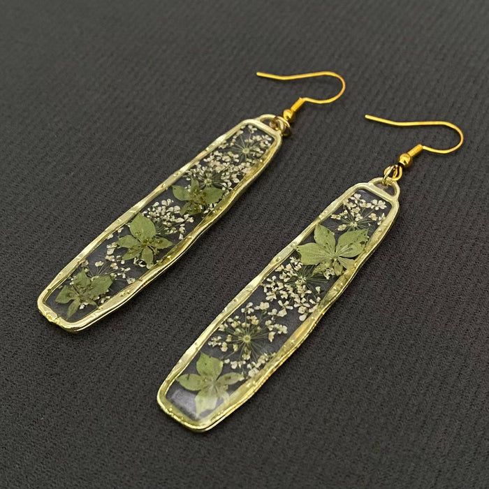 Queen Anne's Lace Dried Flowers Dangle Earrings