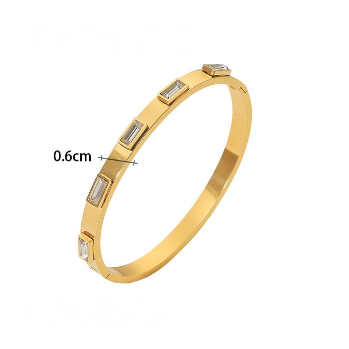 Multi Style 18K Gold Plated Stainless Steel Cuff Bangles-FGS