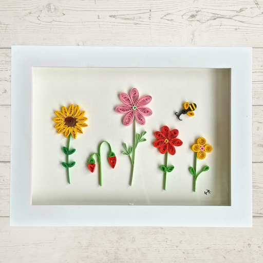 Framed Flower Garden 3D Art, Paper Quilling Flowers Wall Art