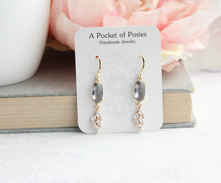 Sparkling Crystal Earrings | Leaf Earring