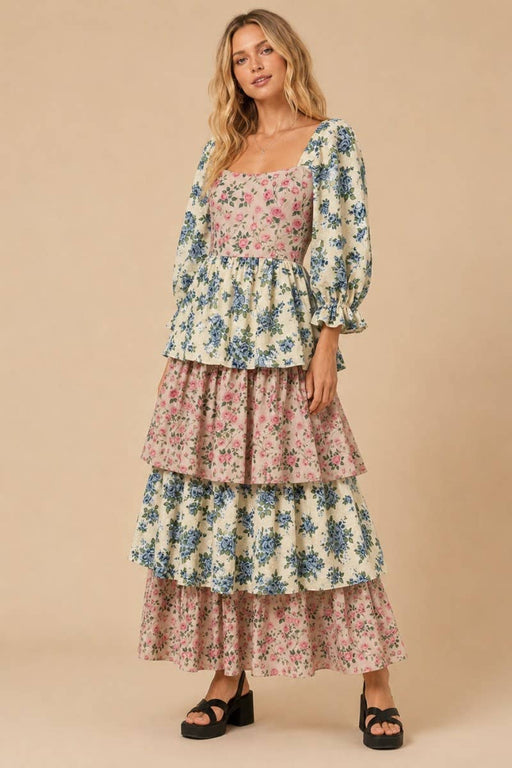 FLORAL PRINT MAXI TIERED DRESS