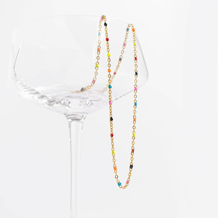 18K Gold PVD Stainless Steel Multi Confetti Chain Necklace