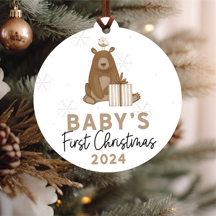 Baby's First Christmas Ornament 2024 | Brown Bear