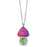 Pink Clay & Glass Mushroom Silver Necklace