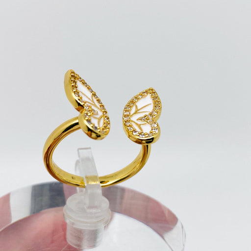 Golden Rhinestone Butterfly Opening Adjustable Ring