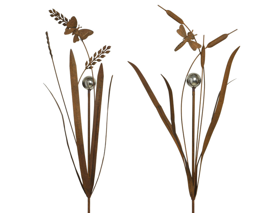 Garden Stake Rust Dragonfly/Butterfly