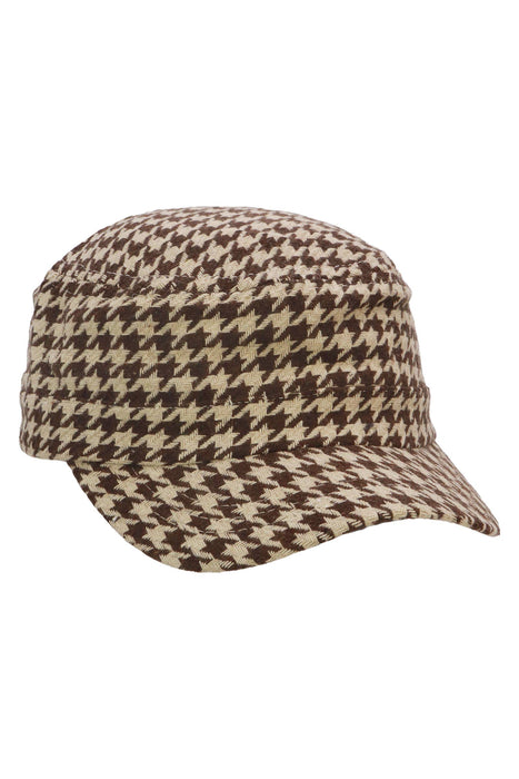 Classic Houndstooth Checkered Woven Cadet Cap