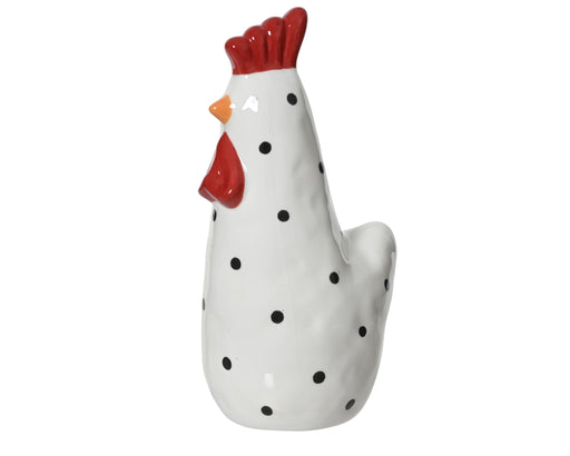 Chicken White/Blk Polka Dots Tall 25cm