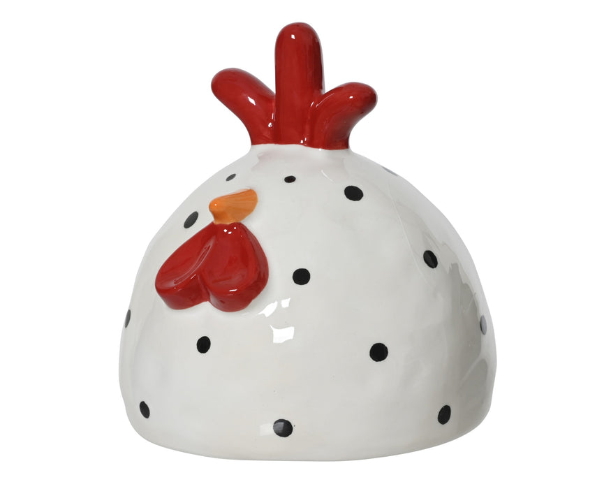 Chicken White/Blk Polka Dots Short & Wide 15.5cm