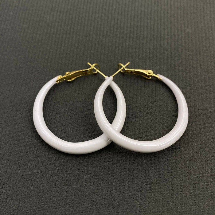 White Enamel Hoop Earrings