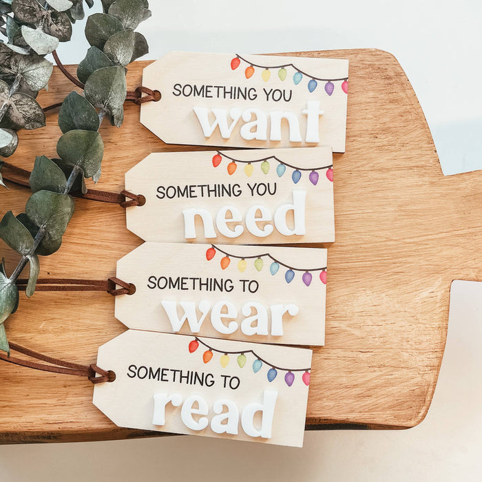 Mindful Gifting Tags | Want, Need, Wear, Read | 3D Lights