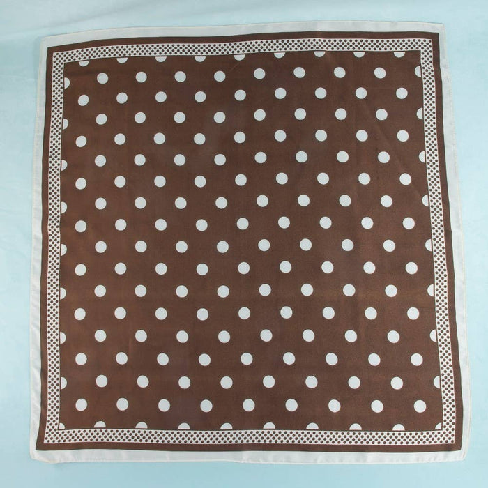 Polka Dot With Dotted Border Print Satin Square Scarf