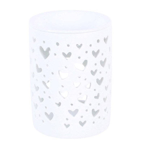 White Heart Cut Out Oil Burner and Wax Warmer