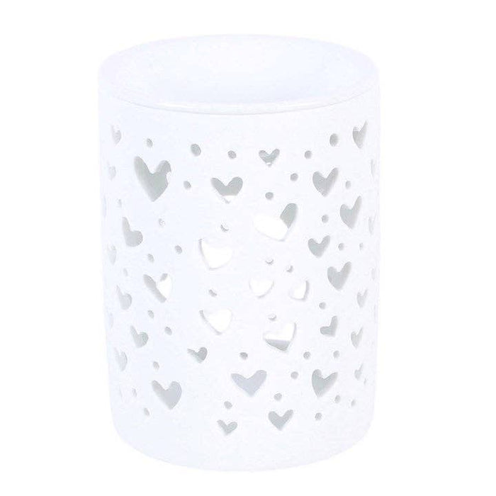 White Heart Cut Out Oil Burner and Wax Warmer