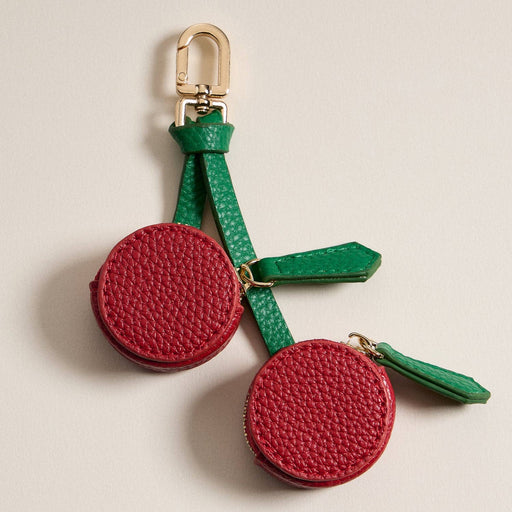 Cherry Bag Charm with Double Zipper Pouches