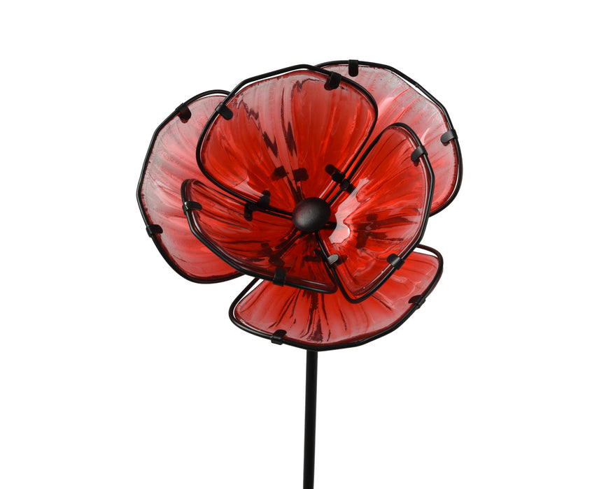 Stake Red Poppy Glass 91 cm