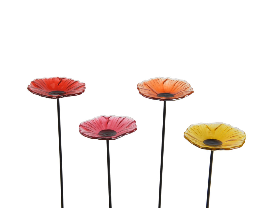 Garden Stake Glass Flowers Assorted