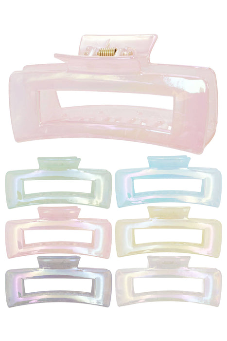 Pearlescent Glossed Clear Block Hair Claw