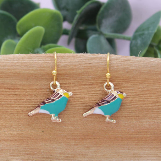 Morning Bird Colorful Gold Sparrow Earrings