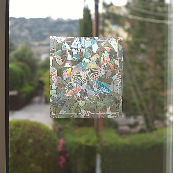 Mushroom Moon Phase Suncatcher Window Cling Sticker