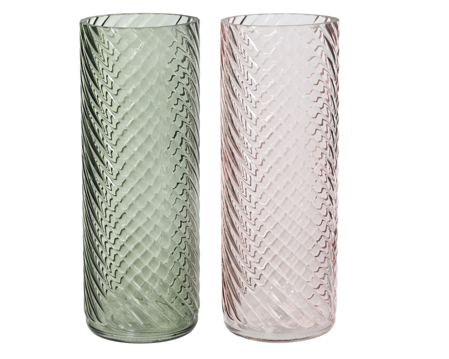 Vase 26.5 cm Designed Glass Green/Pink