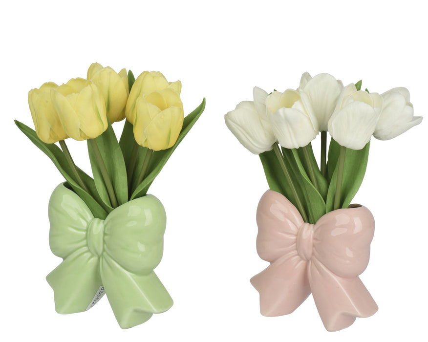 Bow Vase with Tulips Assorted
