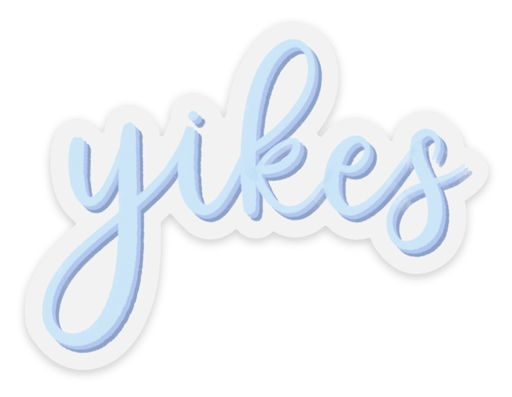 Clear Blue Yikes Sticker 3x2.5in