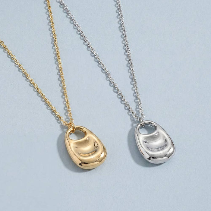 Oval Pendant Long Chain Necklace