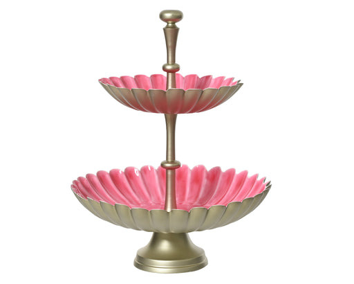 Serving 2 Tier Tray Pink/Gold