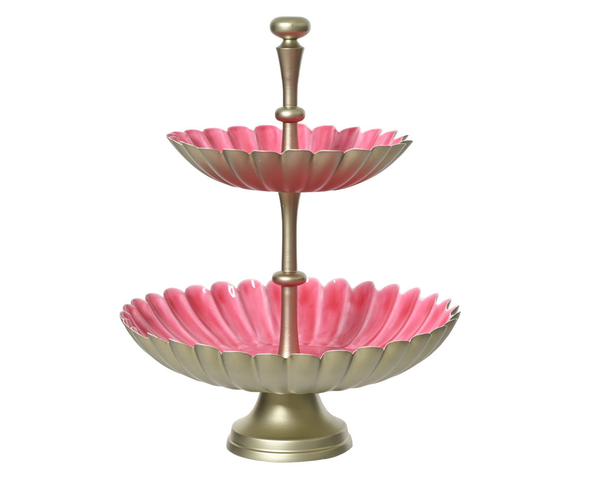 Serving 2 Tier Tray Pink/Gold
