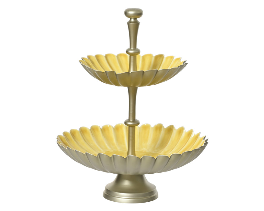 Serving 2 Tier Tray Yellow/Gold